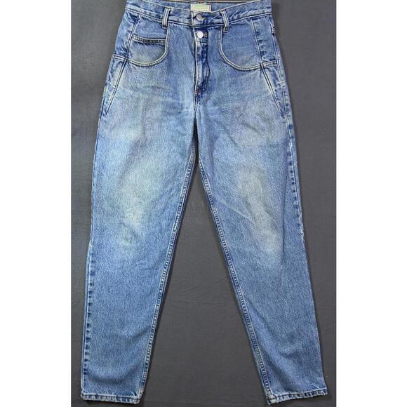Guess Jeans VTG 90s Med Blue Dual Button Zip Fly High Waist Tapered 31 M/L read - Picture 1 of 10